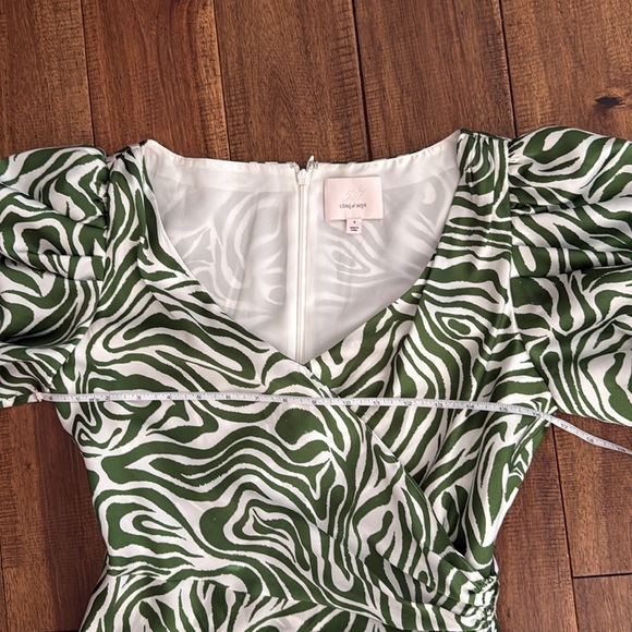 NWOT Cinq a Sept Kacy Green Zebra Print Silky Dress Size 4 - Picture 13 of 13